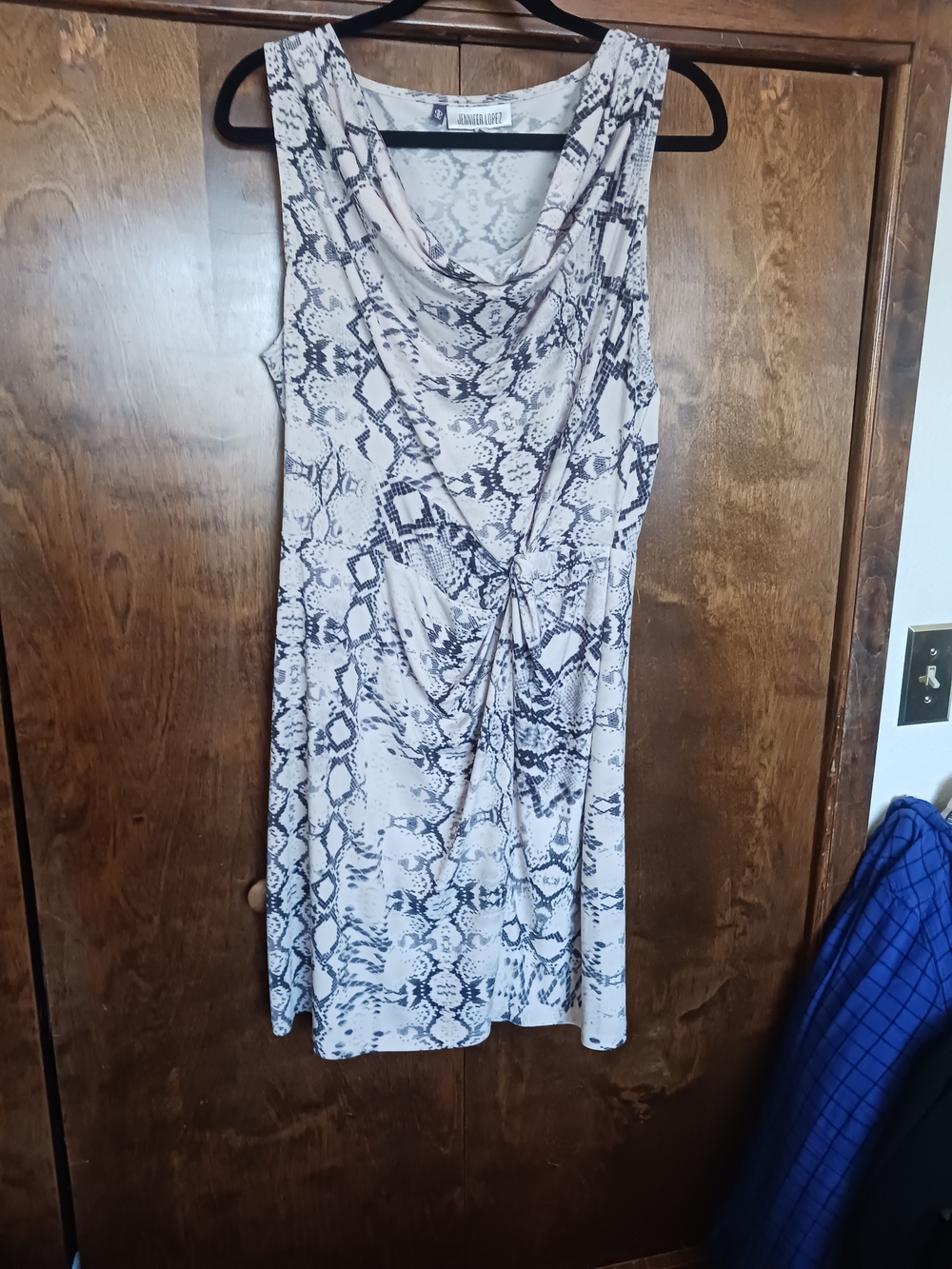 Jennifer Lopez Beige and Black Snakeskin-Print Midi Dress